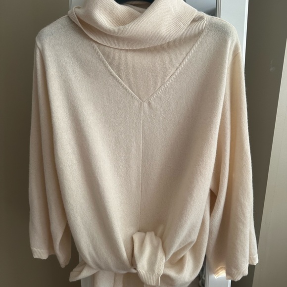 Rossi pure Italy 100% cashmere sweater poncho top ivory small - Picture 7 of 7